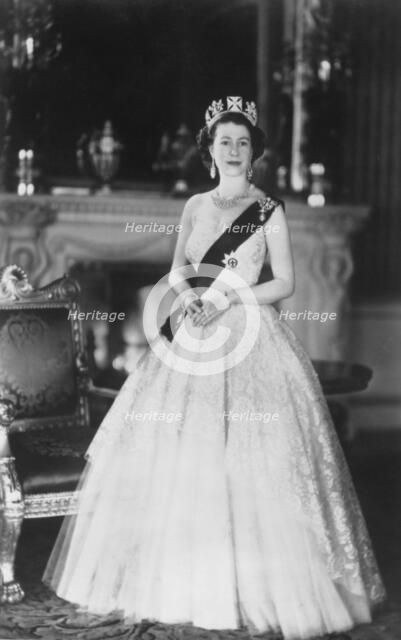 HM Queen Elizabeth II at Buckingham Palace, 12th March 1953. Artist: Sterling Henry Nahum Baron