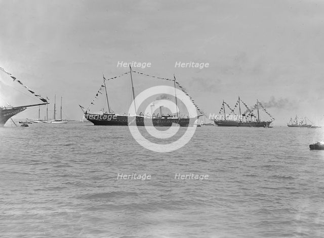 'HMY Victoria and Albert' and the Russian Imperial Yacht 'Standart' at Cowes, 1909. Creator: Kirk & Sons of Cowes.