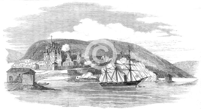 H.M.S. "Miranda" destroying the City of Kola, the Capital of Russian Lapland, 1854. Creator: Unknown.
