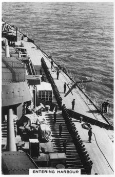 HMS Nelson entering harbour at Portsmouth, 1937