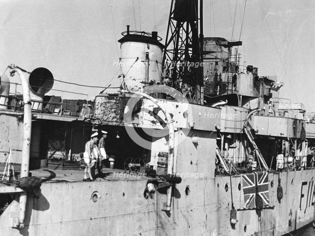 HMS Amethyst, after action on the Yangtze River, 20th April 1949. Artist: Unknown