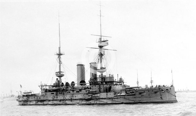 HMS 'Bulwark', British battleship, c1899-1914. Artist: Unknown