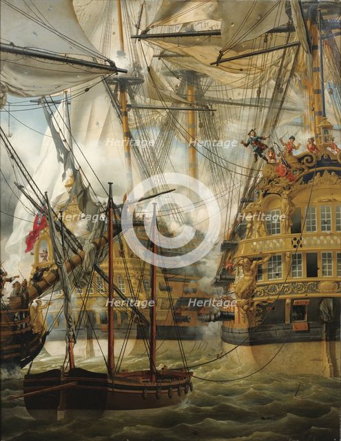 HMS Cumberland fighting against the Le Lys and La Gloire, 1827. Artist: Crépin, Louis-Philippe (1772-1851)