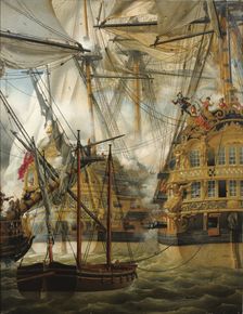 HMS Cumberland fighting against the Le Lys and La Gloire, 1827. Artist: Crépin, Louis-Philippe (1772-1851)