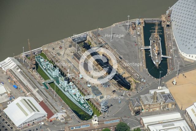 HMS Cavalier, HMS Gannet and HM Submarine Ocelot at The Historic Dockyard Chatham, Medway, 2024. Creator: Damian Grady.