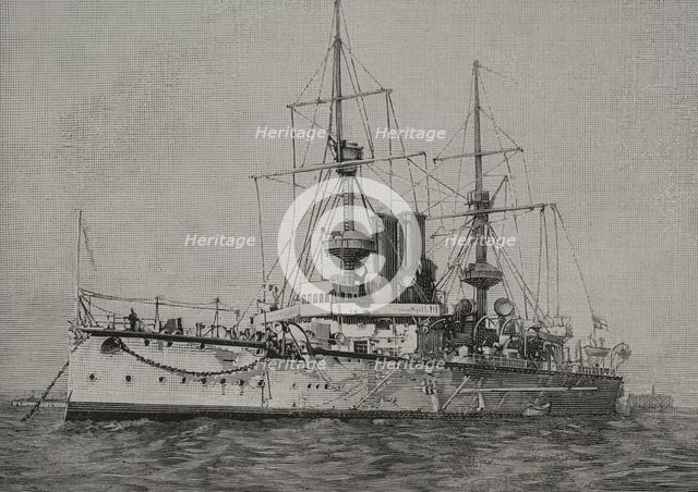 HMS Centurion (1892), Centurion-class battleship, Royal Navy, 1898. Creator: Sampietro.