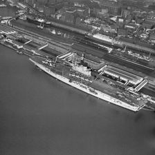 HMS Centaur docked in Liverpool, Merseyside, 1963. Artist: Langridge