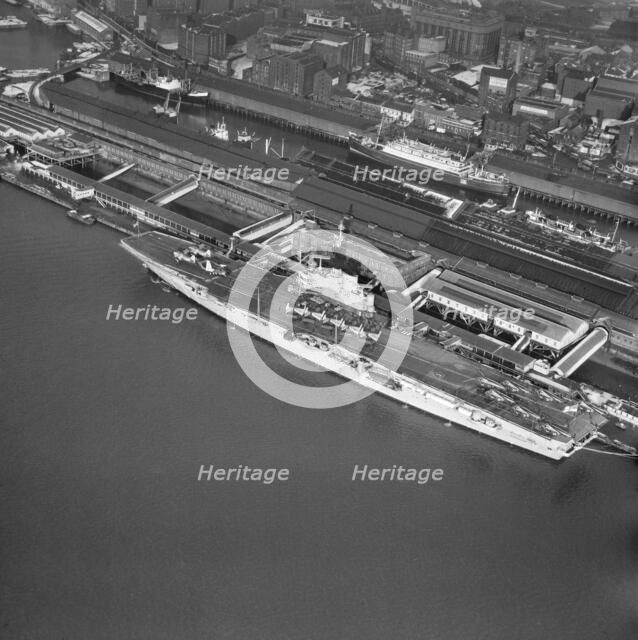 HMS 'Centaur' docked in Liverpool, Merseyside, 1963. Artist: Langridge.