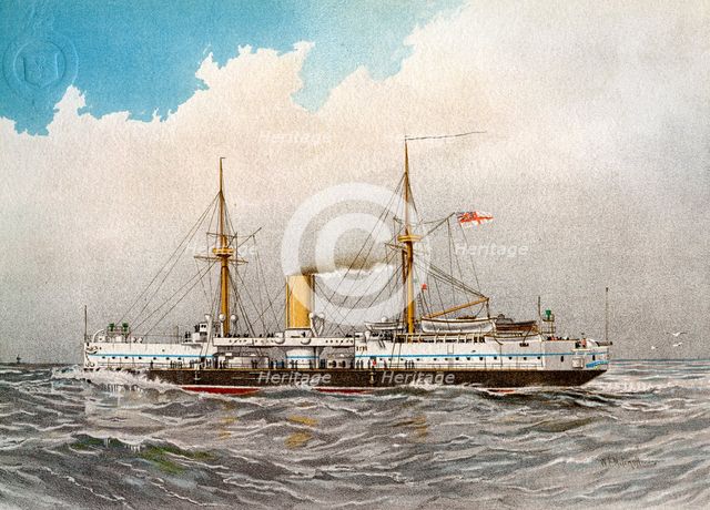 HMS 'Colossus', Royal Navy 2nd class battleship, c1890-c1893. Artist: William Frederick Mitchell