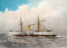 HMS Colossus Royal Navy 2nd class battleship, c1890-c1893. Artist: William Frederick Mitchell