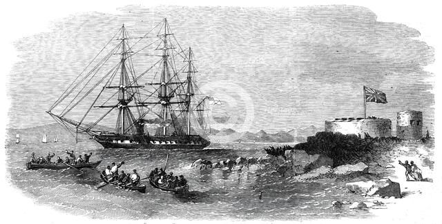 H.M.S. "Euryalus", with Prince Alfred on board, entering Simon's Bay, 1860. Creator: Unknown.