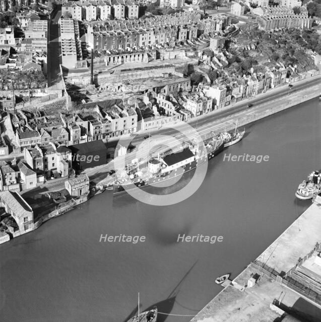 HMS 'Flying Fox' (Royal Naval Reserve) moored at Hotwells, Bristol, 1950. Artist: Aerofilms.