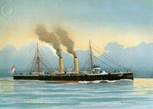 HMS Latona Royal Navy 2nd class cruiser, c1890-c1893.Artist: William Frederick Mitchell