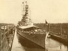 H.M.S. "Renown" Passing Through the Panama Canal with the Duke and Duchess of York on Board c1930 Creator: Unknown