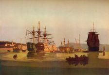 HMS Revenge and French Prize Hulk c1850. (1930). Artist: Geoffrey Sneyd Garnier