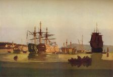 HMS Revenge and French Prize Hulk c1850. (1930). Artist: Geoffrey Sneyd Garnier