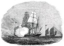 H.M.S. "Reynard" Capturing Two Piratical Junks off Hong Kong, 1850. Creator: Unknown