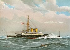 HMS Rodney Royal Navy 1st class battleship, c1890-c1893. Artist: William Frederick Mitchell