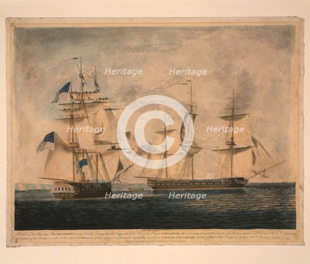 HMS Shannon captures USS Chesapeake, 1 June 1813, 1813. Artist: Dodd, Robert (1748-1815)