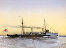 HMS Speedwell Royal Navy torpedo gunboat, 1892.Artist: William Frederick Mitchell