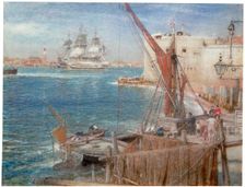 HMS The Victory at Portsmouth 1907. Artist: Albert Goodwin