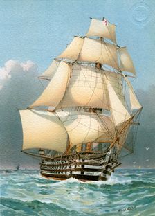 HMS Victoria Royal Navy 121 gun warship, c1859 (c1890-c1893).Artist: William Frederick Mitchell