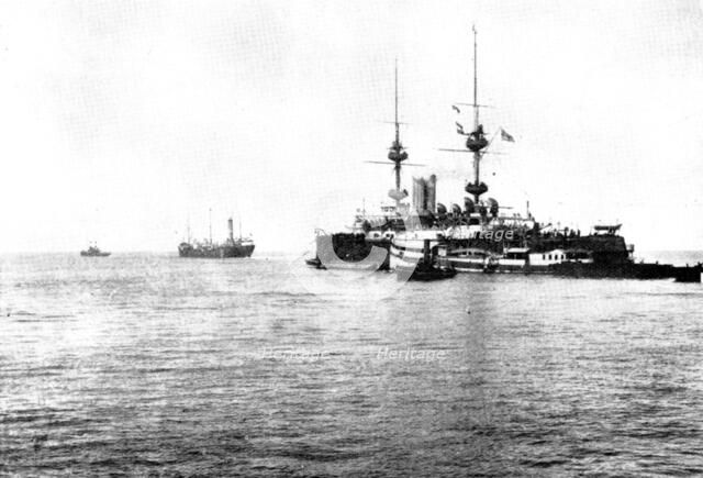 H.M.S. "Victorious" aground off Port Said, 1898. Creator: Unknown.
