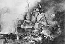 HMS Victory British warship, c1805. Artist: Newton & Co