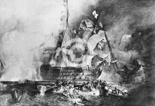 HMS 'Victory', British warship, c1805. Artist: Newton & Co