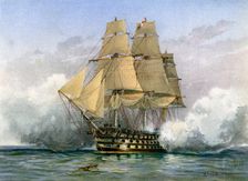 HMS Victory British warship, c1890-c1893.Artist: William Frederick Mitchell