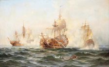 HMS Wachtmeister fighting against the Russian squadron on Juny 4, 1719, 1895