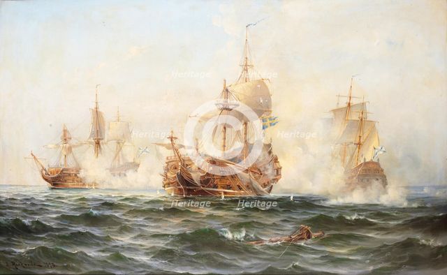 HMS Wachtmeister fighting against the Russian squadron on Juny 4, 1719, 1895.