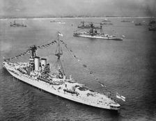 HMS Warspite and other vessels at the Spithead Review off Gosport, Hampshire, 1924. Artist: Aerofilms