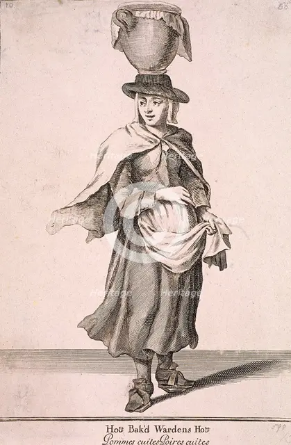 'Hot Bak'd Wardens Hot', Cries of London, (c1688?). Artist: Anon