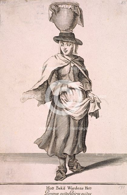 'Hot Bak'd Wardens Hot', Cries of London, (c1688?). Artist: Anon