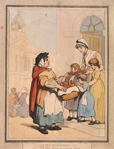 Hot cross Bunns two a penny Bunns plate VIII of Cries of London, 1799. Artist: H Merke