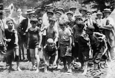 Hot day in N.Y., after a swim in fountain., between c1910 and c1915. Creator: Bain News Service