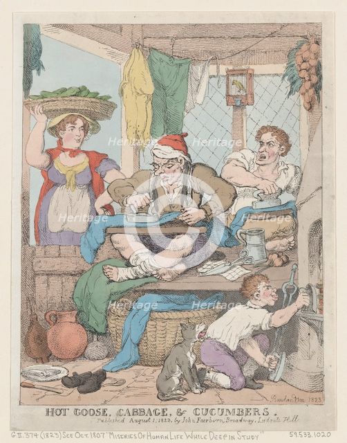 Hot Goose, Cabbage & Cucumbers, 1823., 1823. Creator: Thomas Rowlandson.