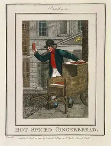 Hot Spiced Gingerbread Cries of London, 1804. Artist: Anon