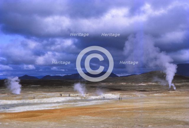 Hot springs at Namaskard near Myvatn, Iceland, 20th century. Artist: CM Dixon.