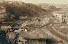 Hot Springs, SD From the Fremont, Elkhorn and MV Ry bridge looking north to Fred..., 1891. Creator: John C. H. Grabill