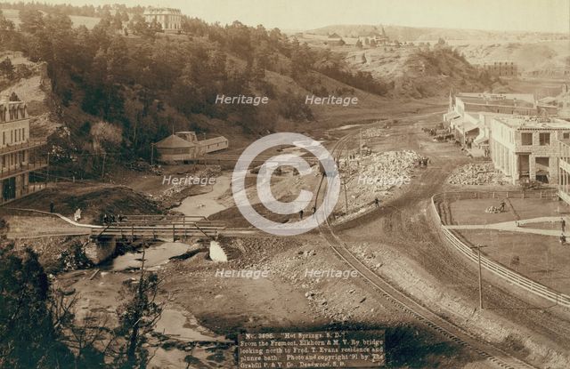 Hot Springs, SD From the Fremont, Elkhorn and MV Ry bridge looking north to Fred..., 1891. Creator: John C. H. Grabill.