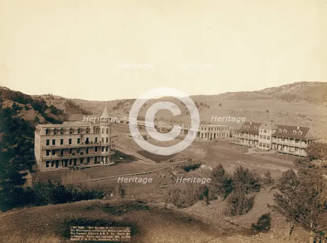 Hot Springs, SD The Minnekahta and Gillispie Hotels, new blocks The Fremont, Elkhorn..., 1891. Creator: John C. H. Grabill.