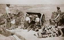 Hot work at the guns Somme campaign, France, World War I, 1916. Creator: Unknown