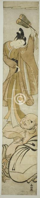 Hotei Balances a Young Man on His Arm, Japan, c. early 1770s. Creator: Masunobu.