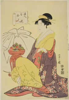 Hotei, from the series "Comparison of the Treasures of the Gods of Good Fortune..., c. 1795. Creator: Hosoda Eishi