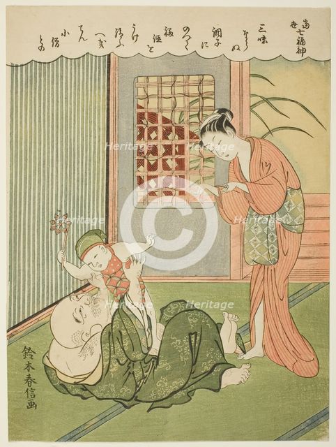 Hotei, from the series "The Seven Gods of Good Luck in Modern Life (Ukiyo shichi fukujin)", c. 1769. Creator: Suzuki Harunobu.