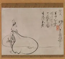Hotei Pointing at the Moon, 1650. Creator: Fugai Ekun