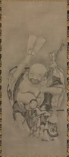 Hotei with Daoist Immortals: Hotei, c. 1575-1600. Creator: Ky?seki Tomonobu (Japanese, 1653-1721)