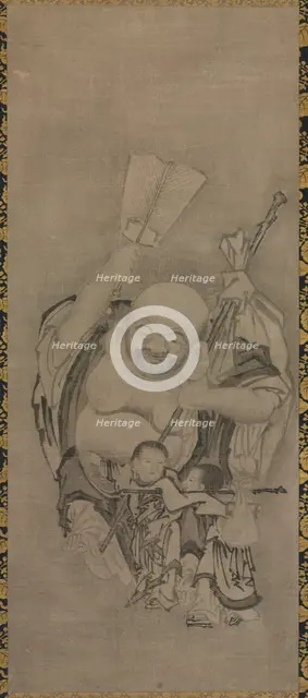 Hotei with Daoist Immortals: Hotei, c. 1575-1600. Creator: Ky?seki Tomonobu (Japanese, 1653-1721).
